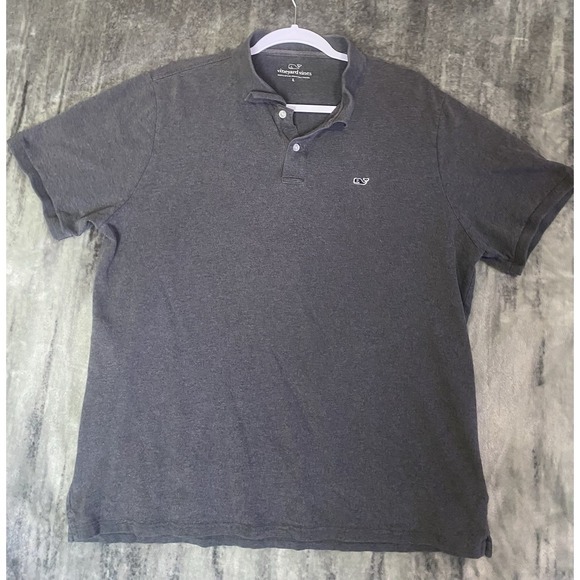 Vineyard Vines Other - Vineyard Vines Mens Large Gray Short Sleeve Cotton Blend Whale Logo Polo Shirt